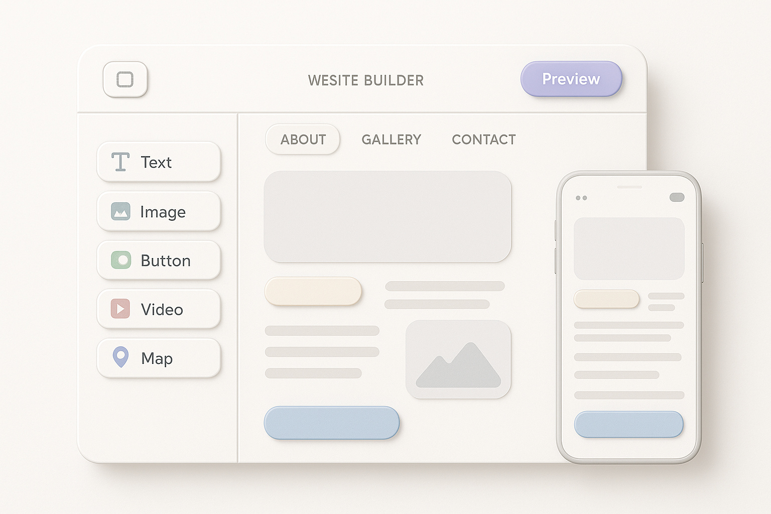 Website builder interface and design tools